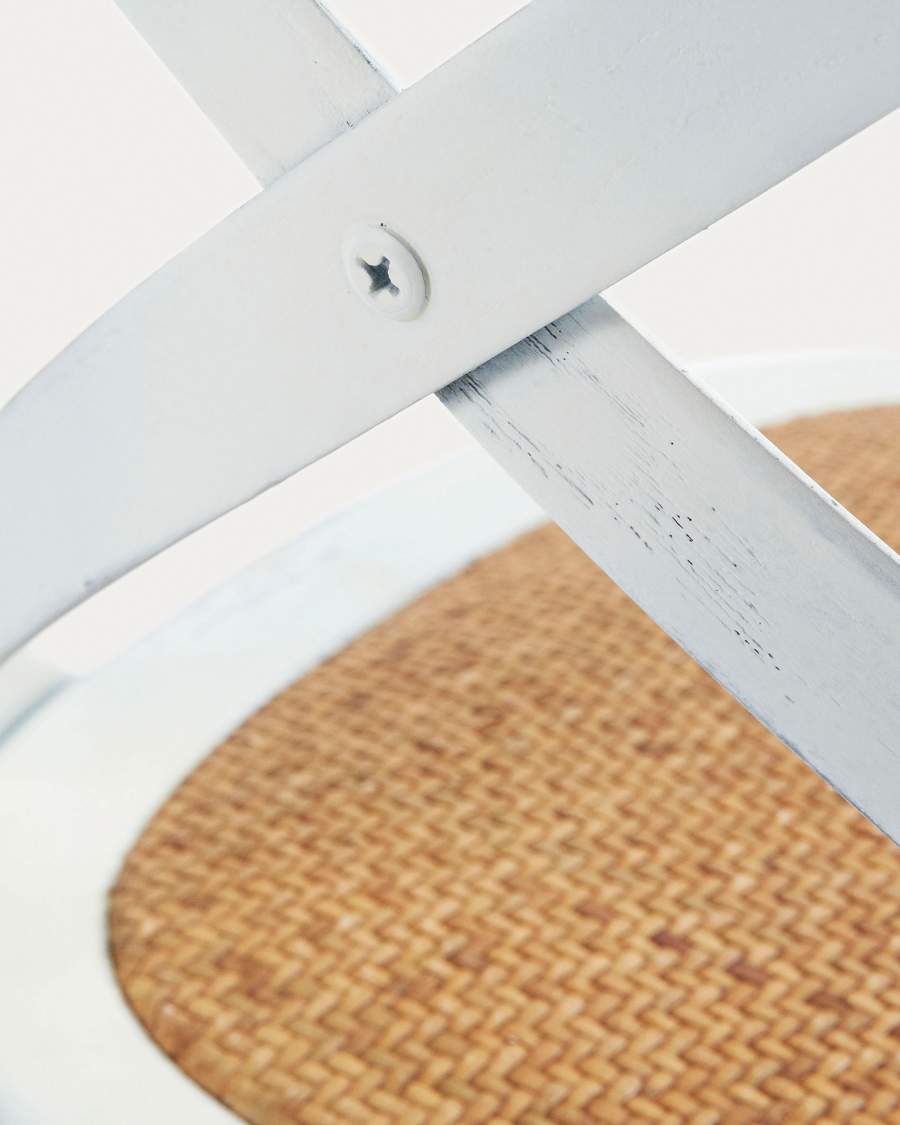 Alsie chair in solid birch wood with white lacquer and rattan seat