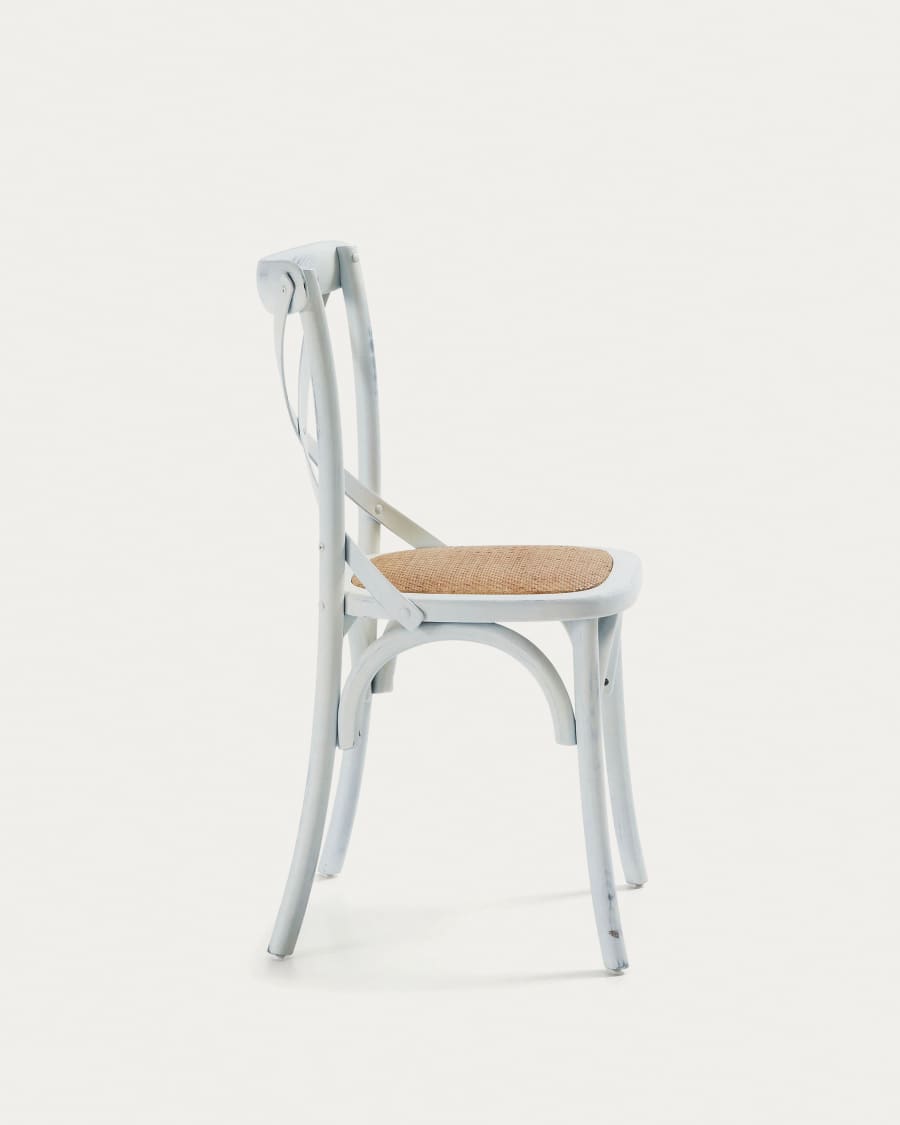 Alsie chair in solid birch wood with white lacquer and rattan seat