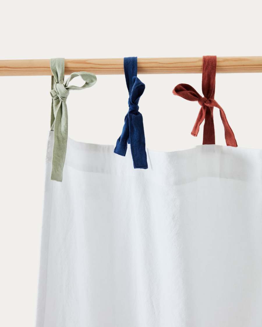 Zelda curtain 100% white cotton and multicolored ties 135 x 270 cm