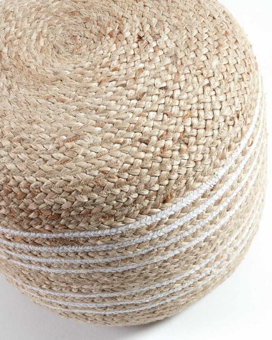 Pouf Saht Ø 45 cm naturale e bianco
