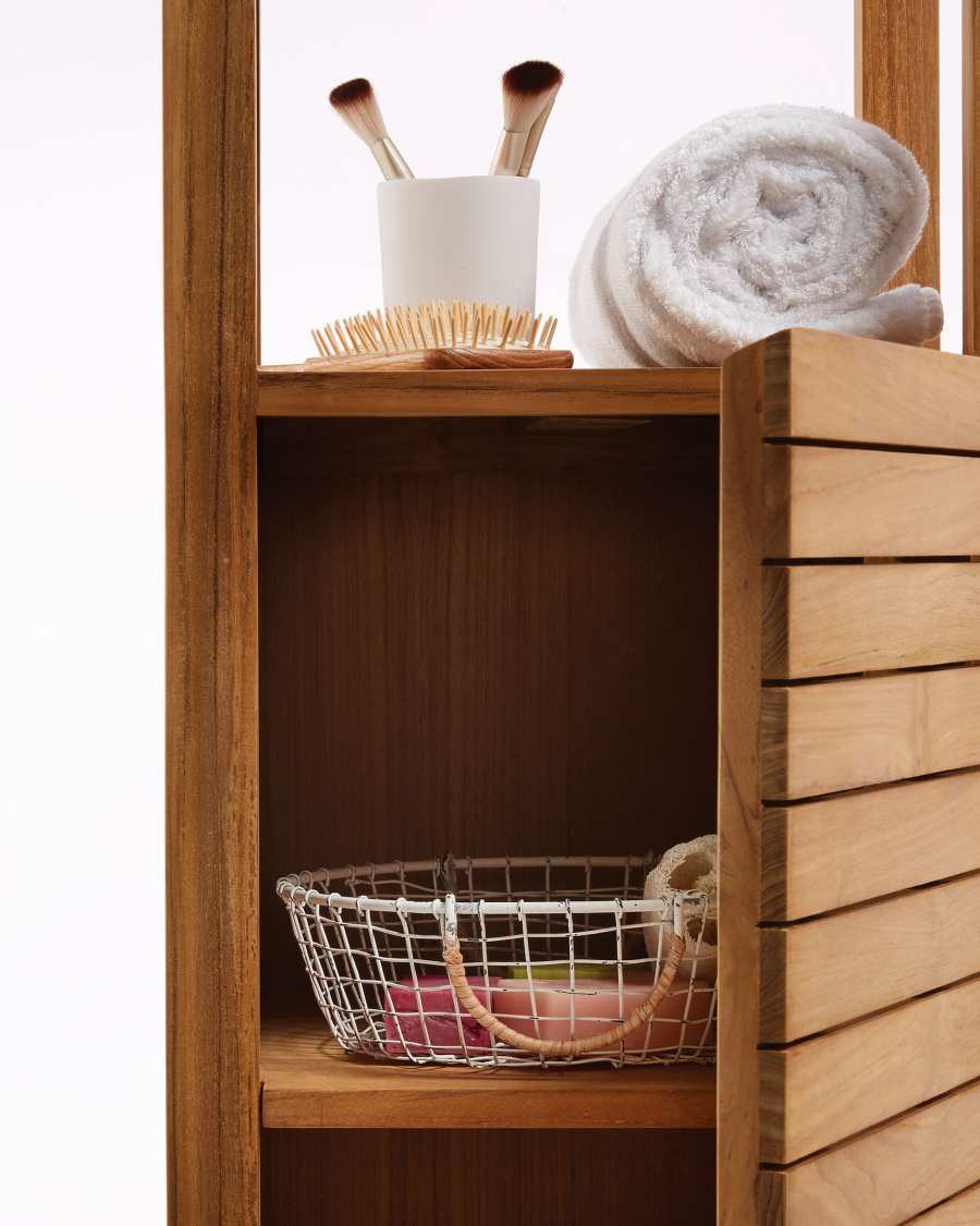 Étagère salle de bains Kuveni en bois de teck 40 x 182 cm