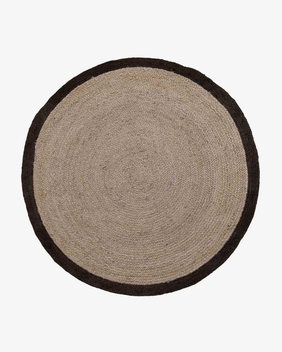 Tappeto rotondo Saht in iuta naturale e nero Ø 200 cm