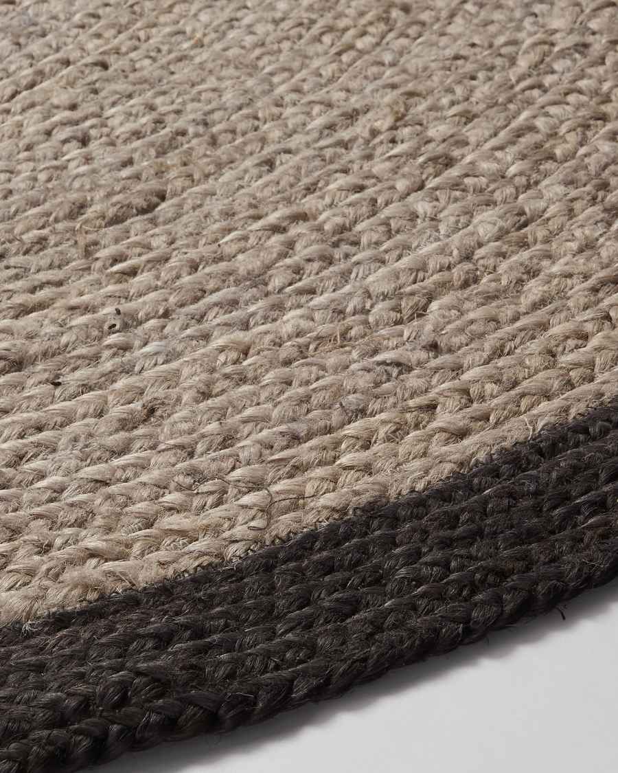 Tappeto rotondo Saht in iuta naturale e nero Ø 200 cm