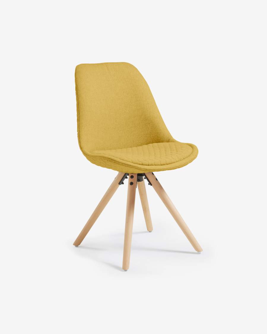Ralf Stuhl senf mit gepolsterter Sitzfläche und Beinen aus massivem Buchenholz