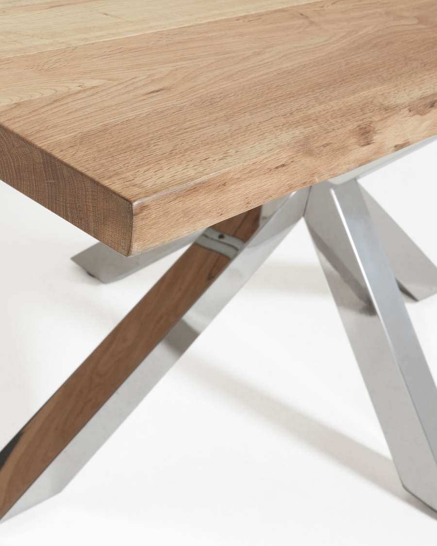 Table New Argo 220 x 100 cm inox chêne naturel