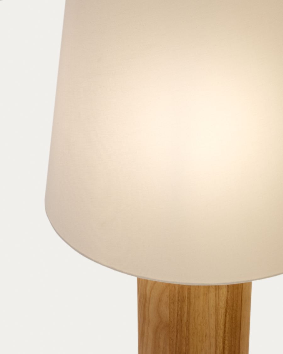 Marga floor lamp in solid wood with natural finish UK adapter