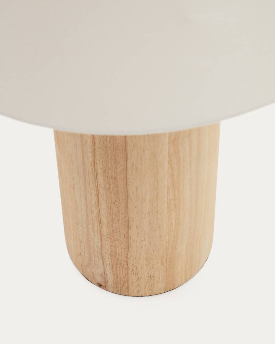 Marga floor lamp in solid wood with natural finish UK adapter