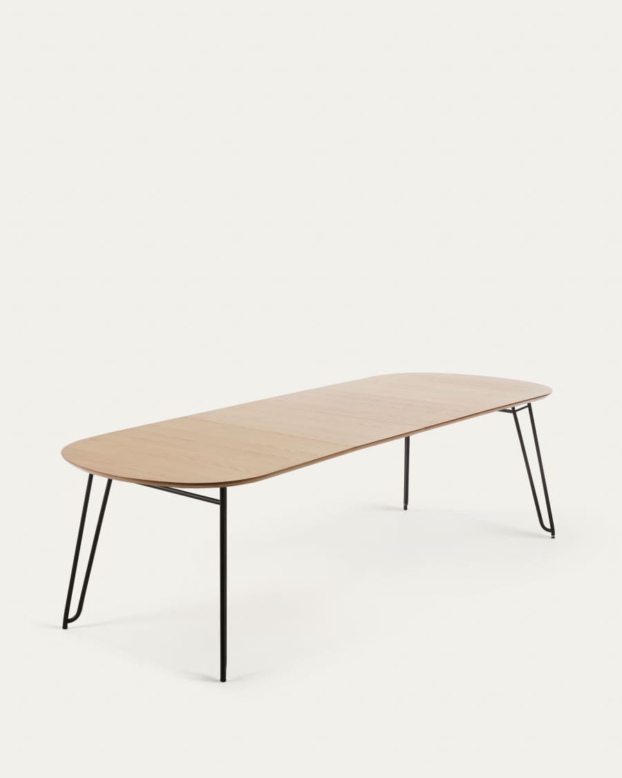 Novac ausziehbarer Tisch 140 (220) x 90 cm mit Eichenfurnier und schwarzen Stahlbeinen
