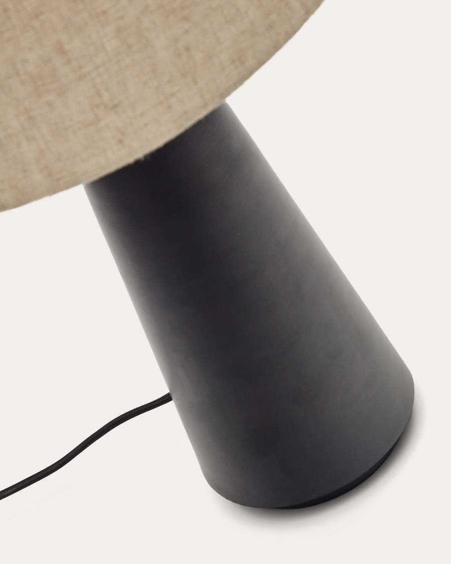 Torrent metal table lamp with black painted finish and linen shade, UK adaptor