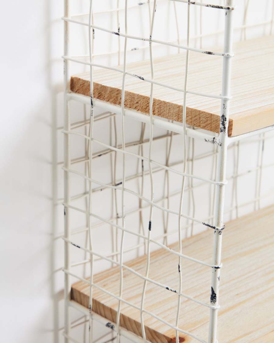 Deland wall shelves in solid fir and steel with white finish 30 x 50 cm