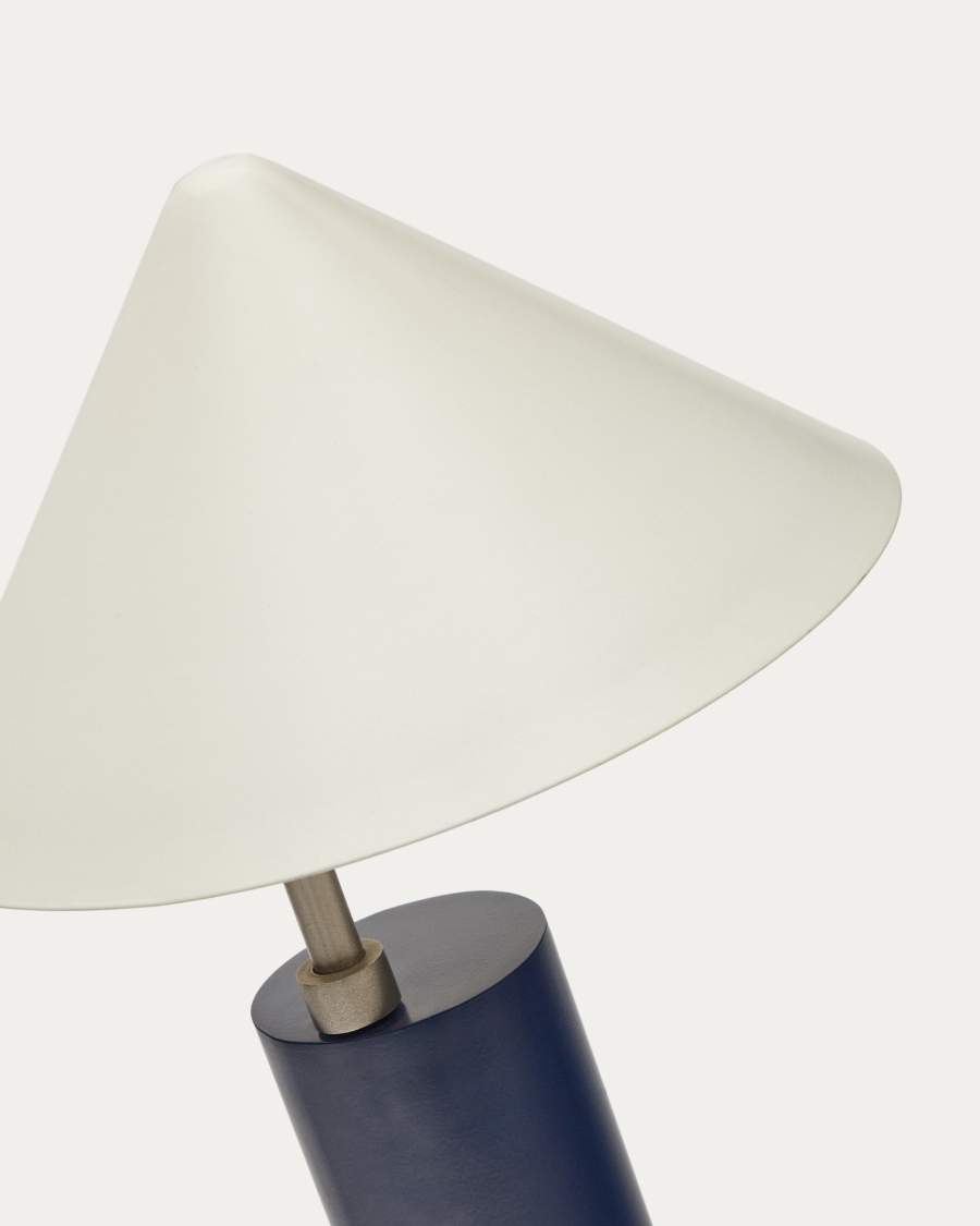 Shiva Tischlampe aus Metall in Blau und Weiß