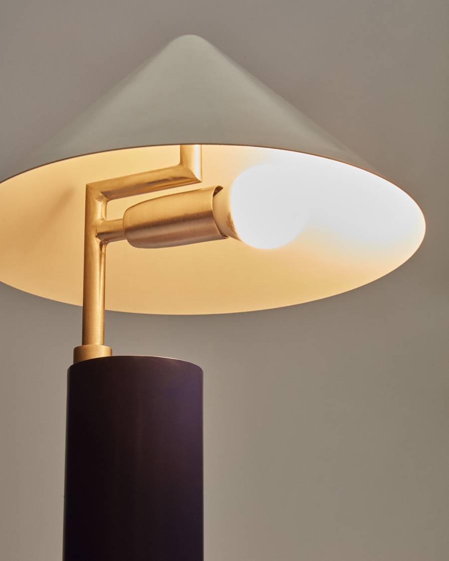 Shiva Tischlampe aus Metall in Blau und Weiß