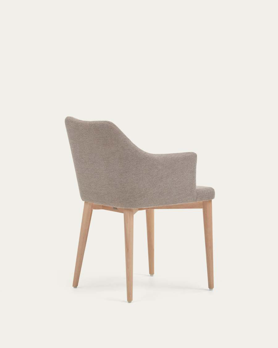 Croft chair in brown chenille with solid ash wood legs