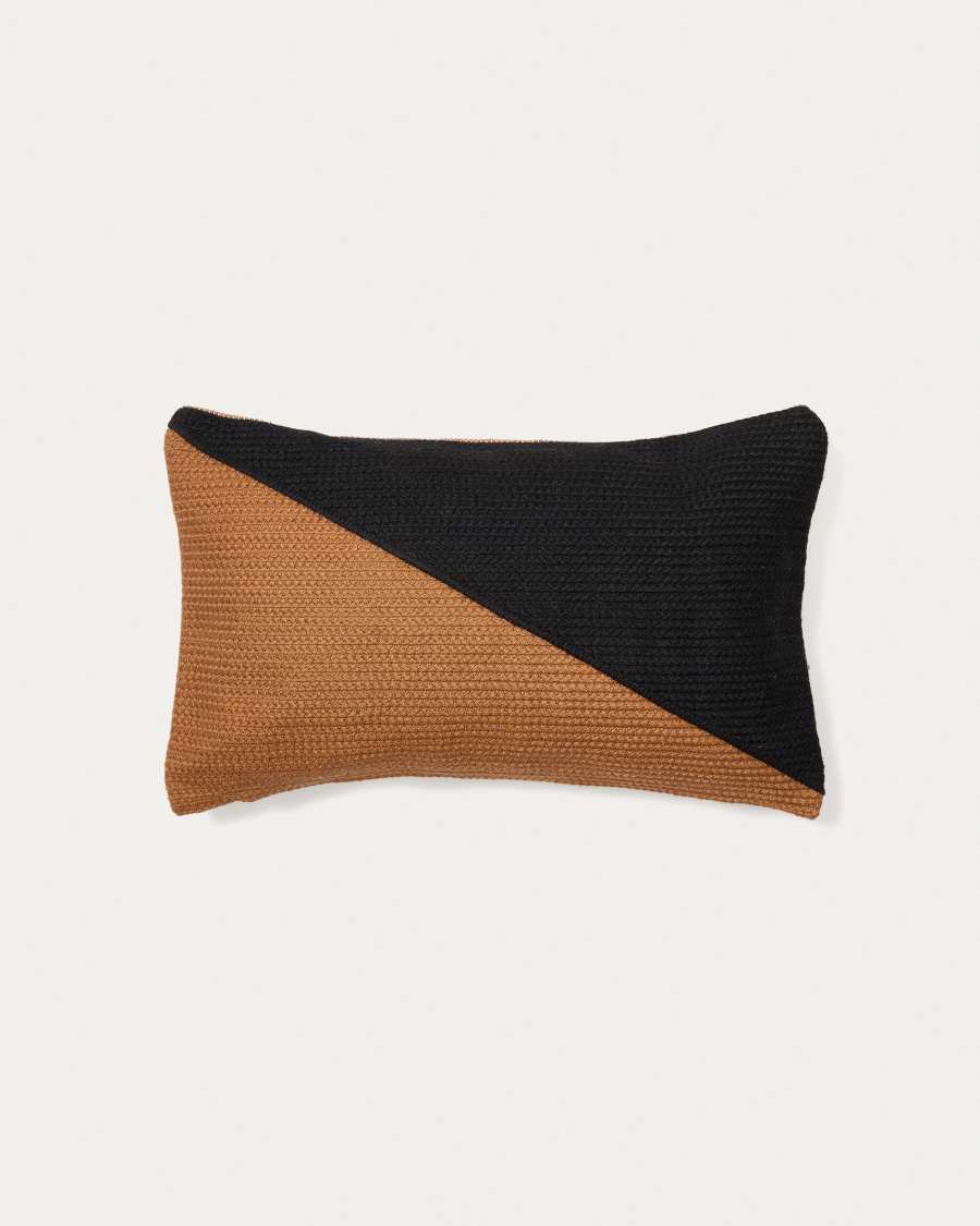 Fodera per cuscino Saigua 100% PET a righe diagonali nere e marroni 30 x 50 cm