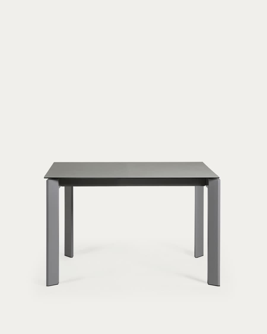 Axis extendable ceramic table in Hydra Plomo finish, anthracite steel legs 120 (180) cm