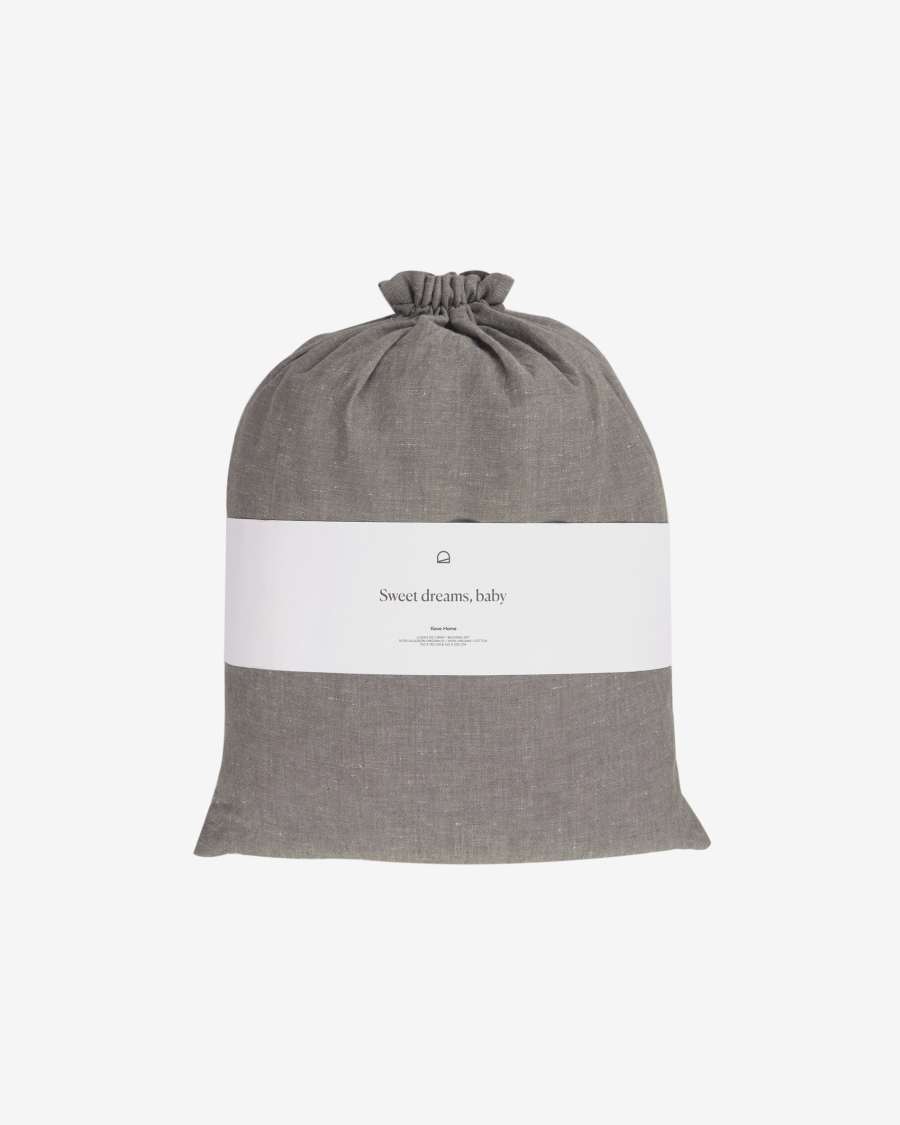 Parure Eglant drap,housse couette,taies oreiller coton bio GOTS et lin gris 150 x 190 cm