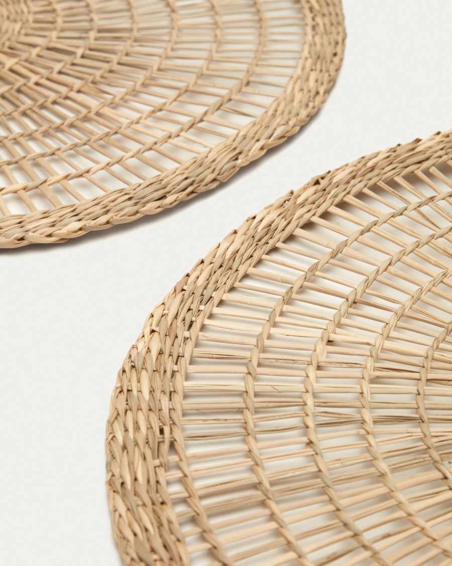 Palau set of 2 round placements made of natural fibers in a natural finish, 38 x 38 cm