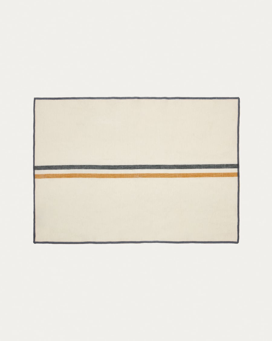 Lot Vallcanera de 2 sets de table en coton et lin avec rayures jaunes et bleues 35 x 50 cm