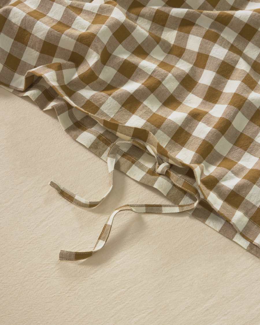 Parure Indalina drap,housse couette,taies oreiller 100% coton bio GOTS vichy 90 x 190 cm