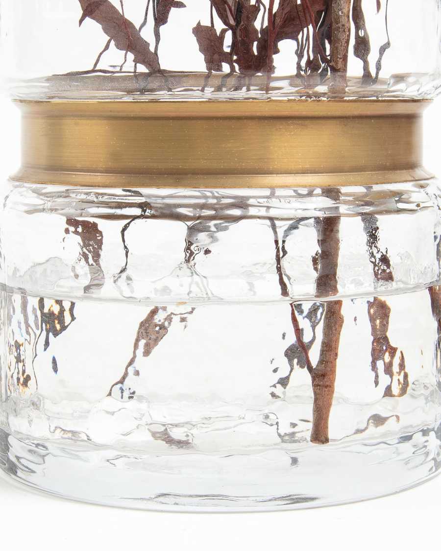 Juliana vase transparant glass 19,5 cm with brass detail
