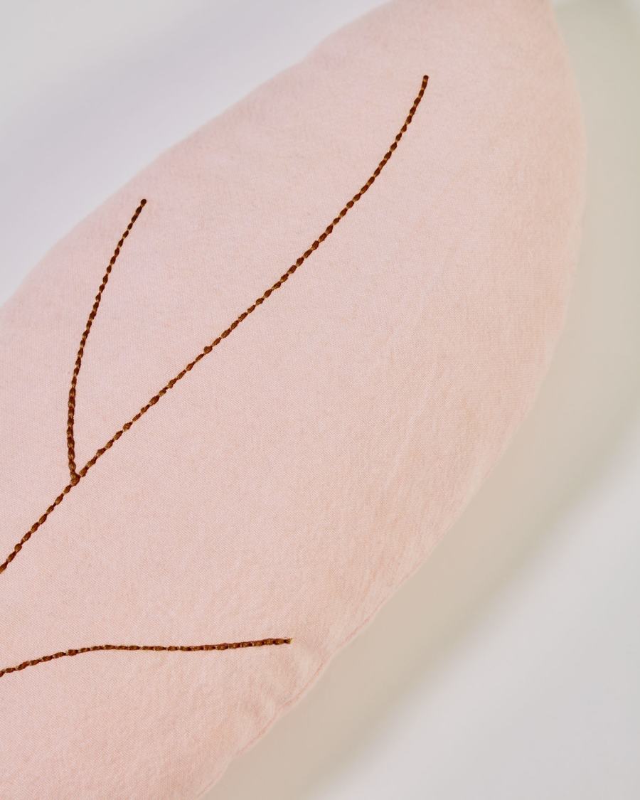 Daney set of 3 leaf-shaped cushions in pink, green and blue organic GOTS-certified cotton