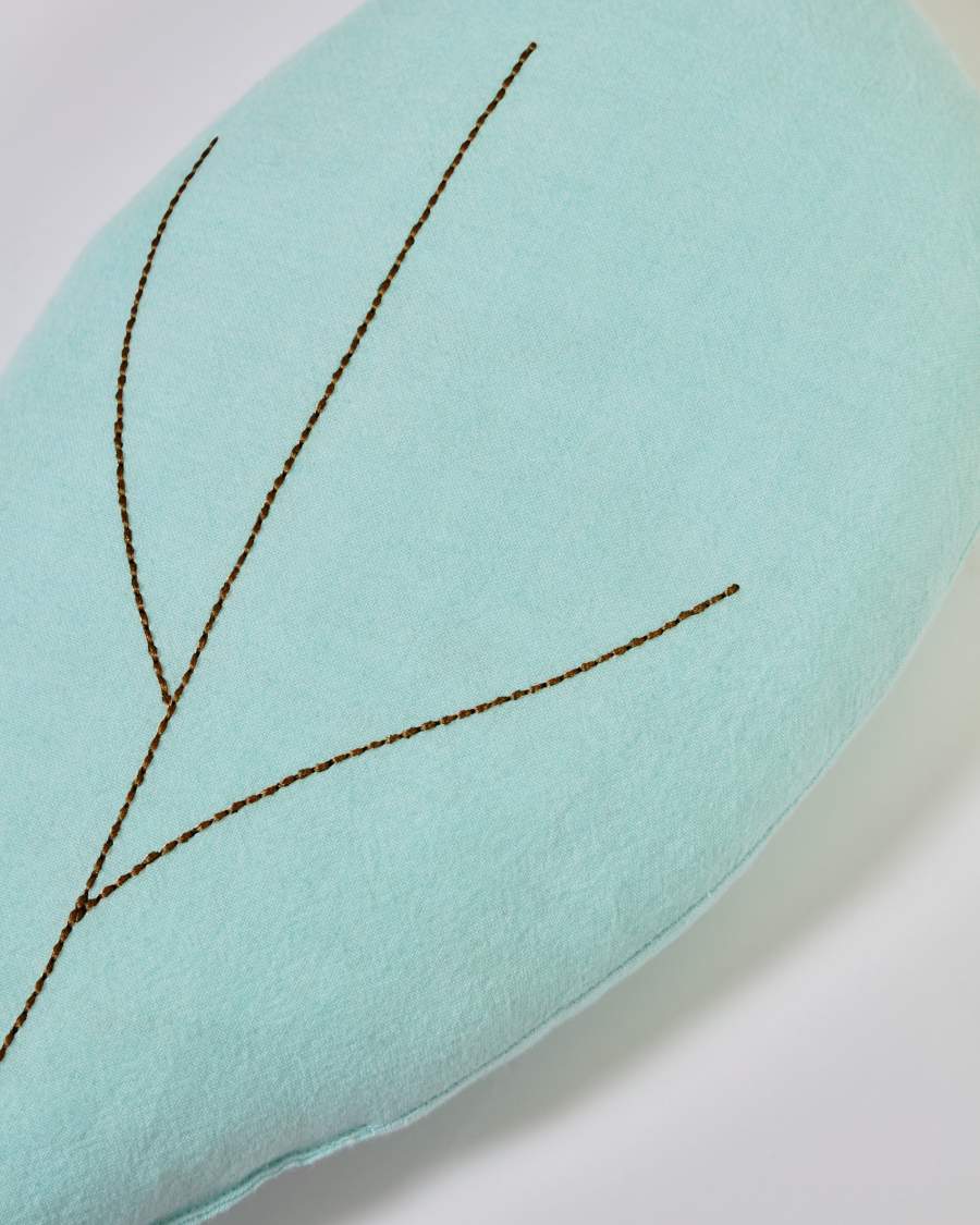 Daney set of 3 leaf-shaped cushions in pink, green and blue organic GOTS-certified cotton