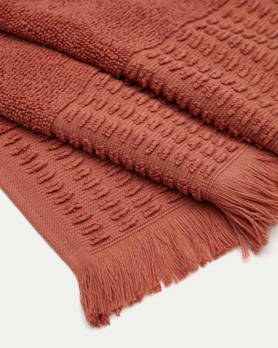 Veta 100% cotton hand towel in terracotta, 50 x 90 cm