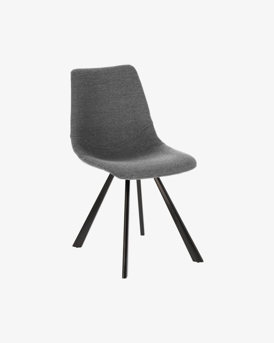 Silla Alve gris claro y patas de acero con acabado negro