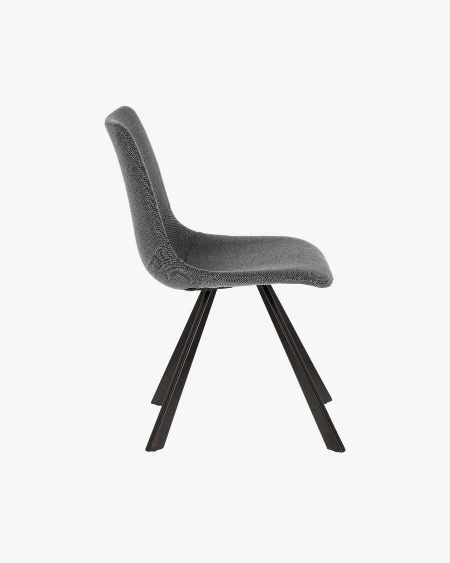 Silla Alve gris claro y patas de acero con acabado negro