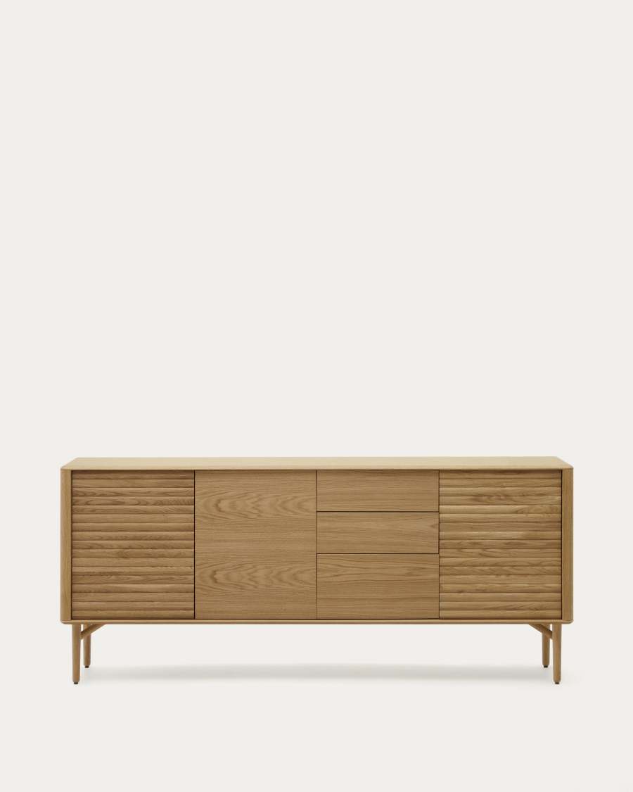 Lenon oak wood and veneer sideboard with 3 doors & 3 drawers, 200 x 86 cm FSC MIX Credit