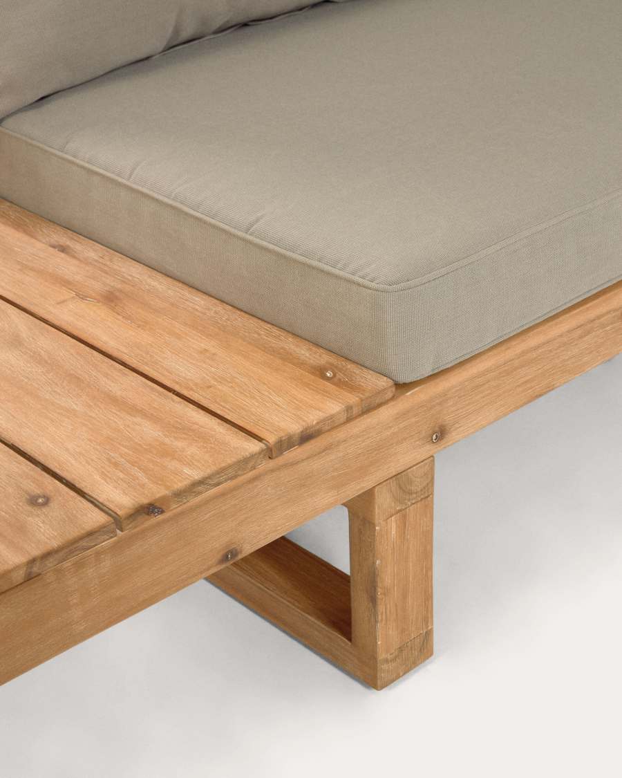 Flaviina 5 seater solid acacia wood corner sofa set with table