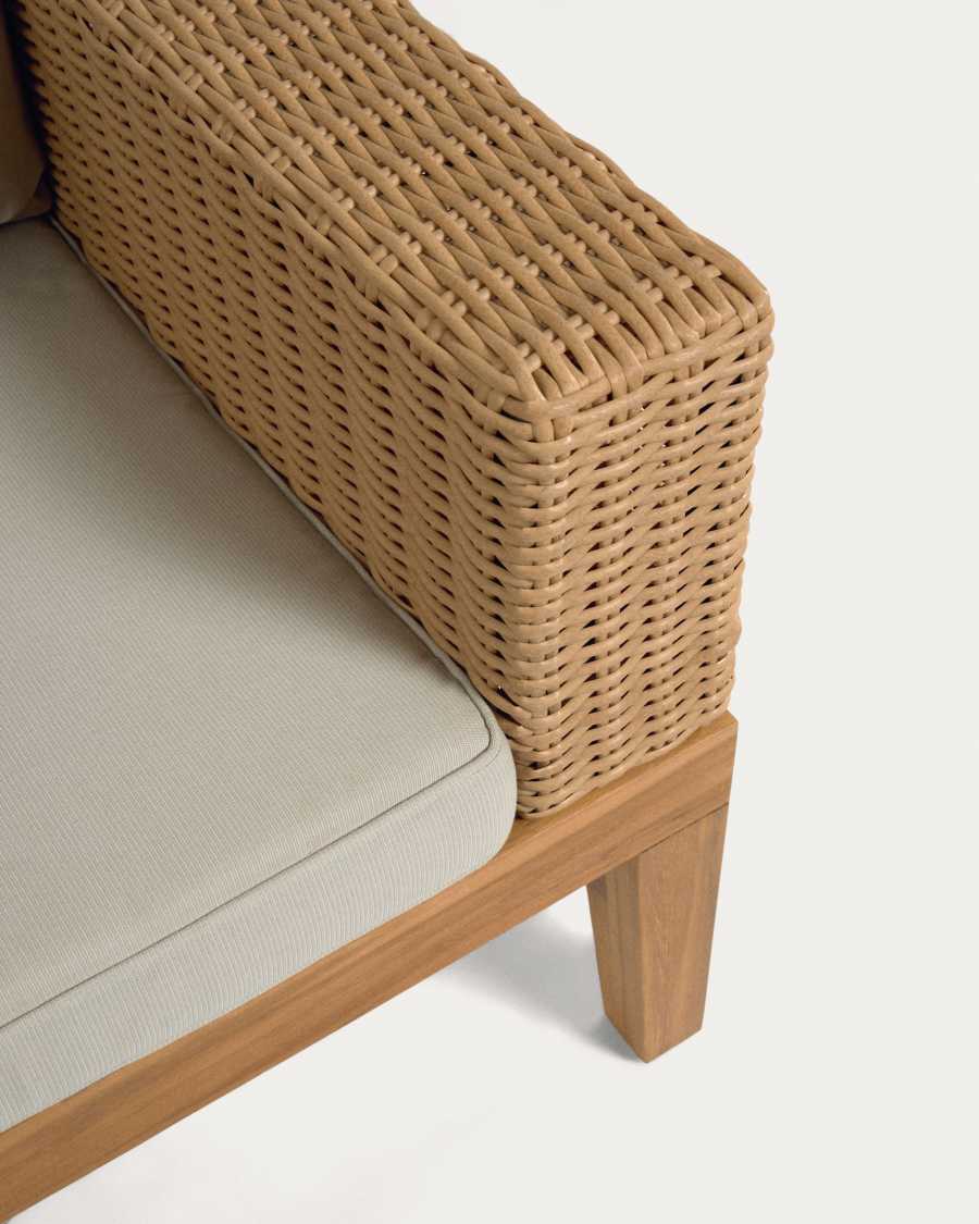 Giana 3 seater sofa in solid acacia wood & rattan, 193 cm FSC 100%