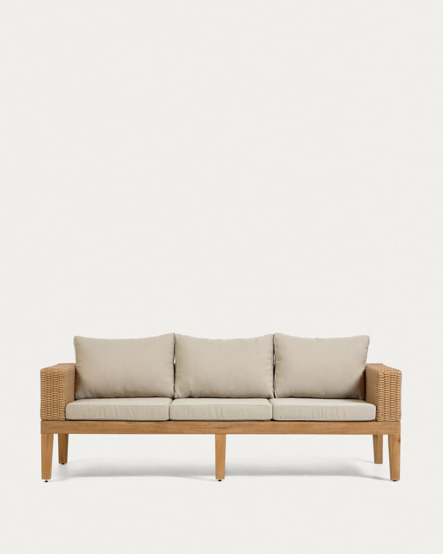 Giana 3 seater sofa in solid acacia wood & rattan, 193 cm FSC 100%
