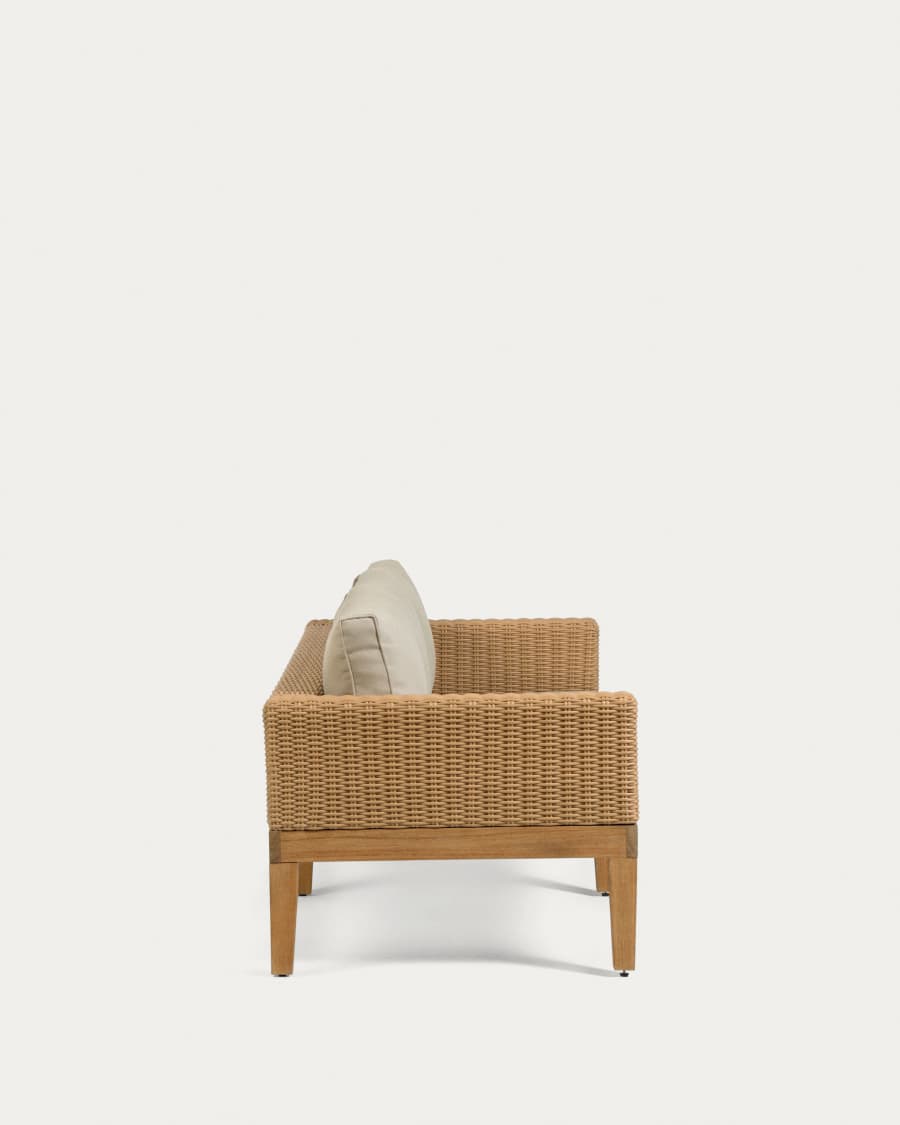Giana 3 seater sofa in solid acacia wood & rattan, 193 cm FSC 100%
