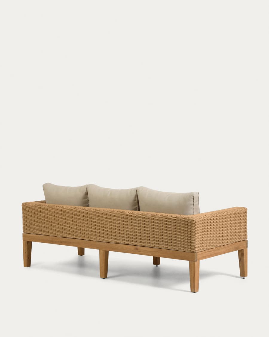 Giana 3 seater sofa in solid acacia wood & rattan, 193 cm FSC 100%