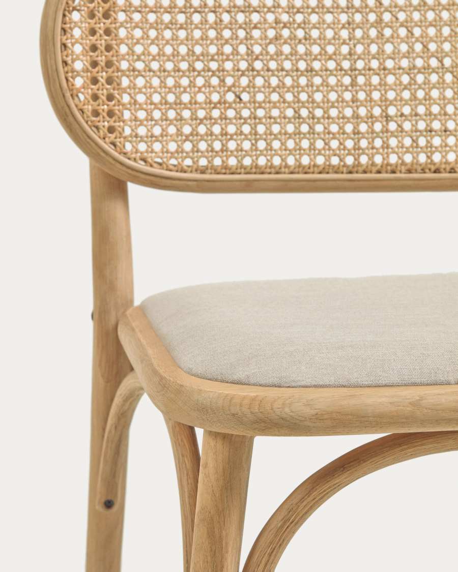 Doriane solid oak chair with natural finish and upholstered seat FSC Mix Credit