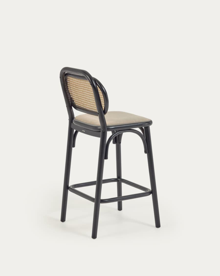 Sgabello Doriane legno massello di olmo finitura laccata nera appoggio 65 cm