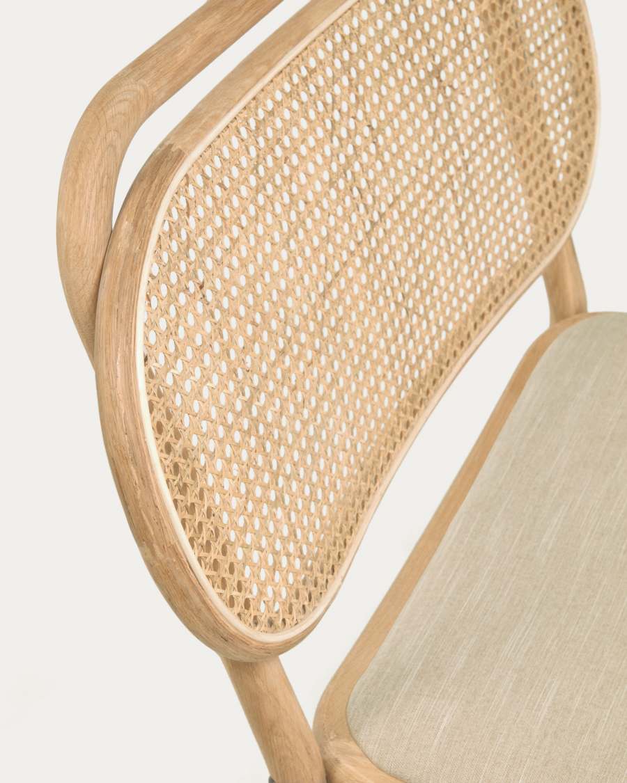 Doriane solid oak easy chair with natural finish and upholstered seat FSC Mix Credit