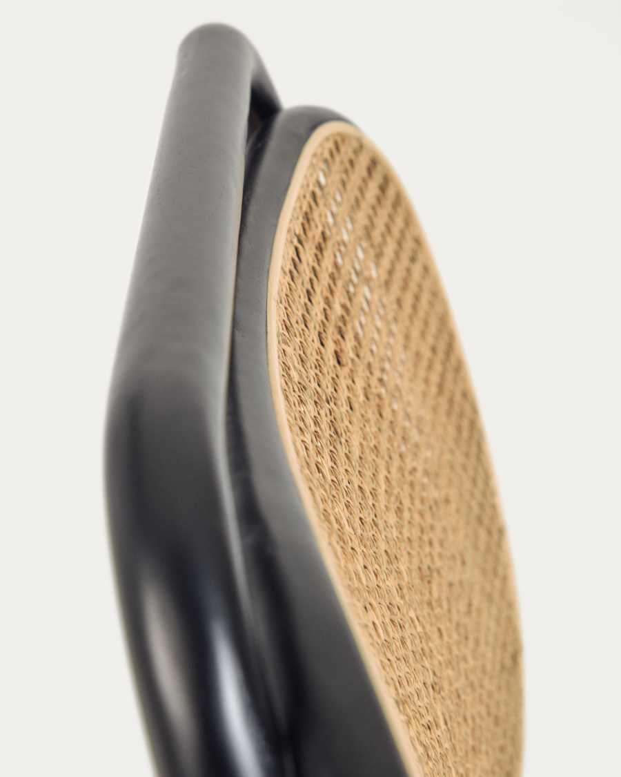 Fauteuil Doriane bois d'orme finition laquée noir siège avec revêtement