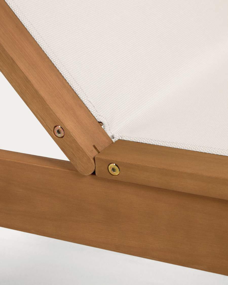 Caterin solid eucalyptus wood outdoor sun lounger in beige, FSC 100%