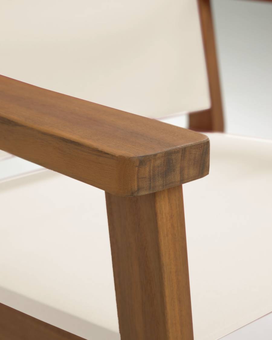 Fauteuil de jardin Hilda beige en bois d'acacia FSC 100 %