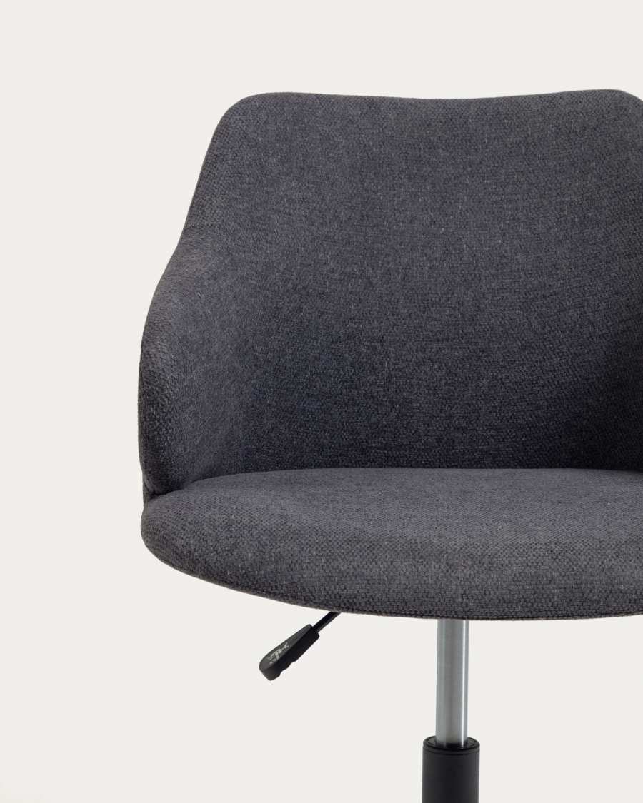 Sedia da scrivania Einara grigio scuro e gambe in acciaio nero opaco