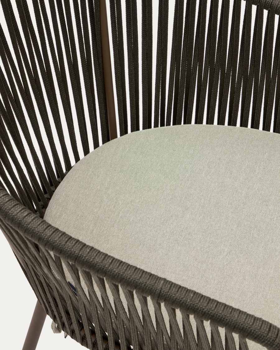 Yanet green rope chair with galvanised steel legs