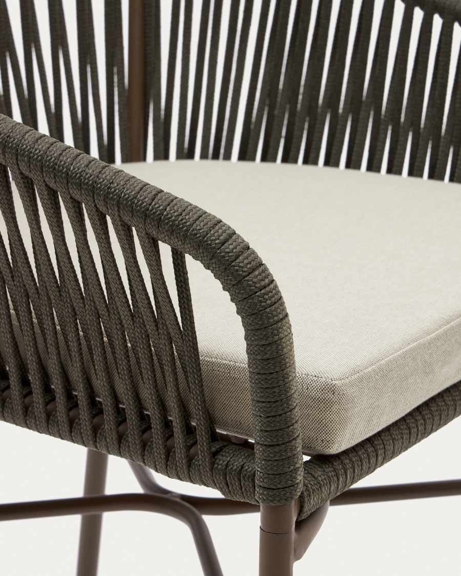 Yanet stool made from green cord and galvanised steel, height 65 cm