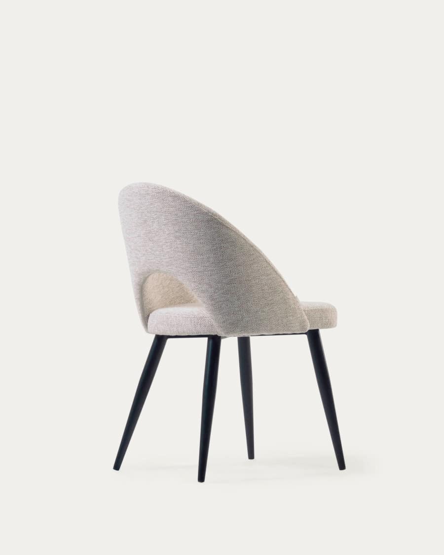 Beige Mael chair with steel legs with black finish FSC 100%