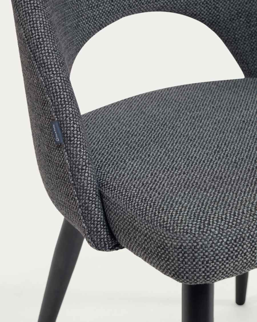 Dark grey Mael chair with steel legs with black finish FSC 100%