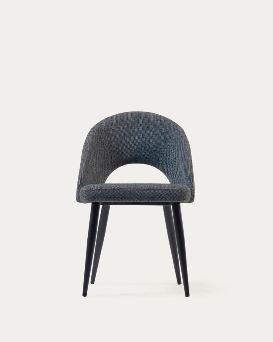 Dark grey Mael chair with steel legs with black finish FSC 100%