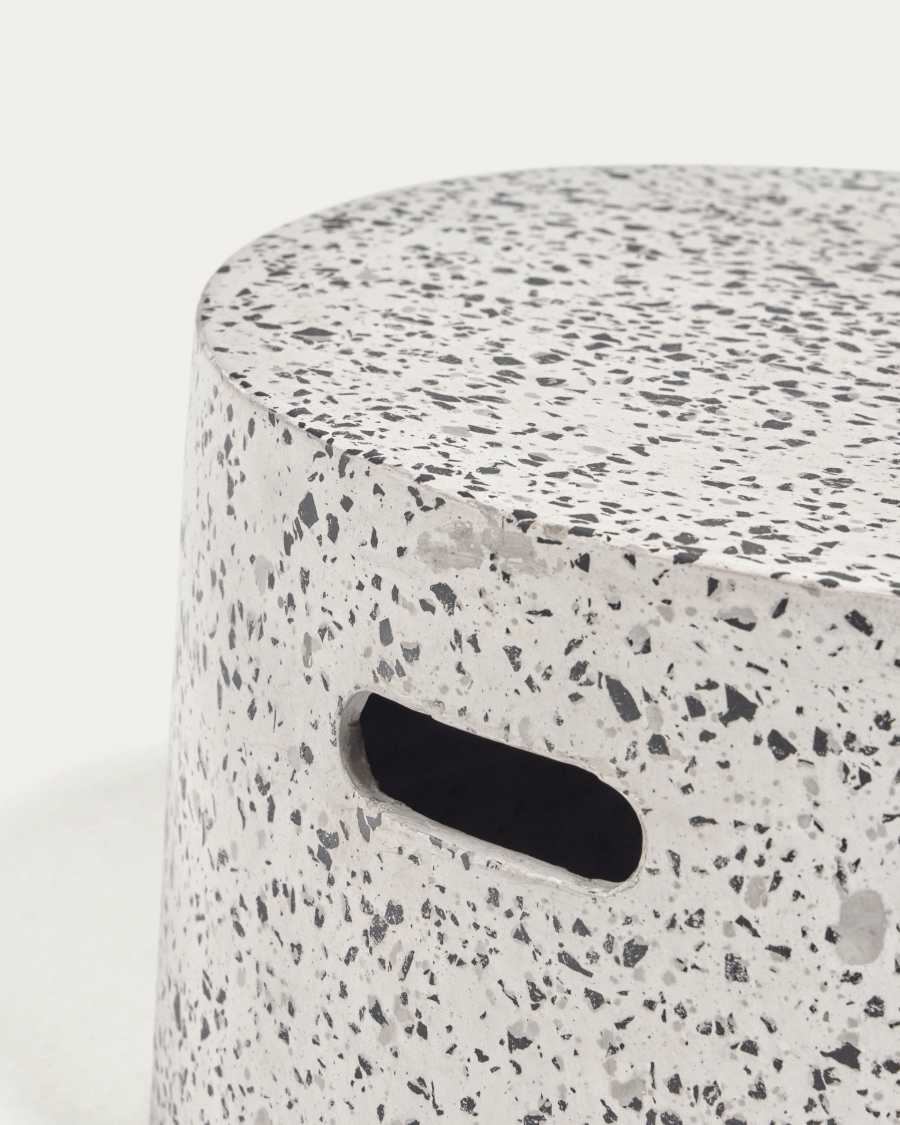 Mesa de centro redonda exterior Jenell terrazo blanco Ø 52 cm