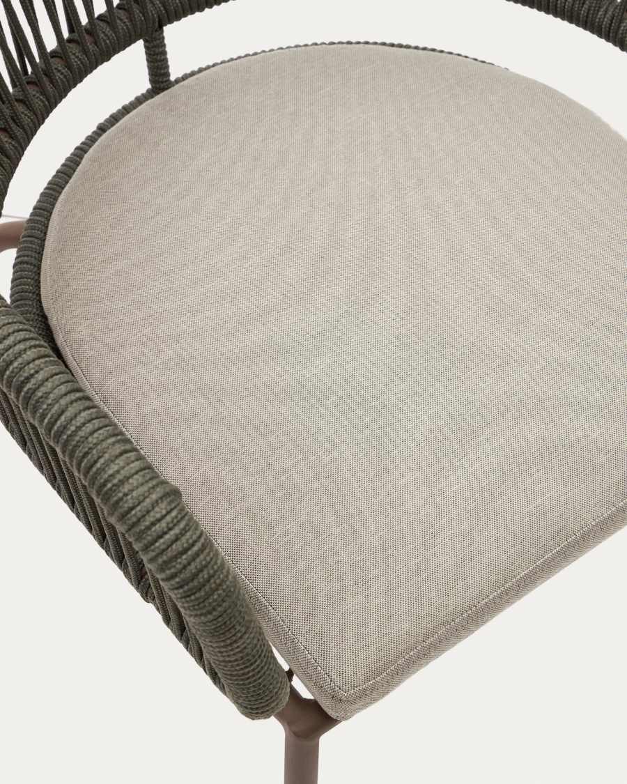 Cadira Nadin de corda verd i potes d'acer galvanitzat