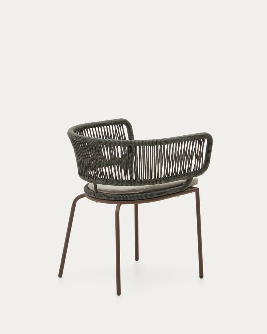 Cadira Nadin de corda verd i potes d'acer galvanitzat